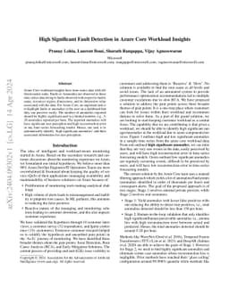 High Significant Fault Detection in Azure Core Workload Insights