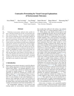 Contrastive Pretraining for Visual Concept Explanations of Socioeconomic
  Outcomes