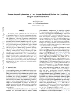 Interaction as Explanation: A User Interaction-based Method for
  Explaining Image Classification Models