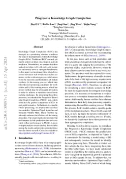 Progressive Knowledge Graph Completion