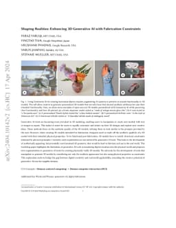 Shaping Realities: Enhancing 3D Generative AI with Fabrication
  Constraints