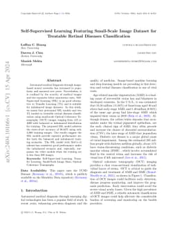 Self-Supervised Learning Featuring Small-Scale Image Dataset for
  Treatable Retinal Diseases Classification