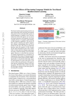 On the Effects of Fine-tuning Language Models for Text-Based
  Reinforcement Learning
