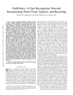 GaitPoint+: A Gait Recognition Network Incorporating Point Cloud
  Analysis and Recycling
