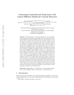 Generating Counterfactual Trajectories with Latent Diffusion Models for Concept Discovery