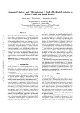 Language Proficiency and F0 Entrainment: A Study of L2 English Imitation
  in Italian, French, and Slovak Speakers