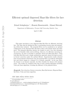 Efficient optimal dispersed Haar-like filters for face detection