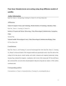 Four-hour thunderstorm nowcasting using deep diffusion models of satellite