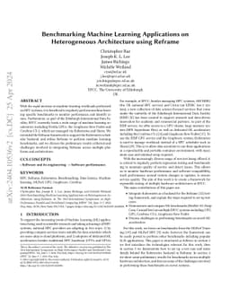 Benchmarking Machine Learning Applications on Heterogeneous Architecture
  using Reframe
