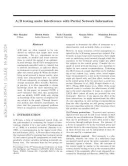 A/B testing under Interference with Partial Network Information