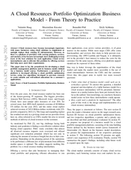 A Cloud Resources Portfolio Optimization Business Model - From Theory to
  Practice