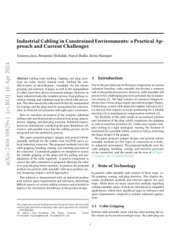 Industrial Cabling in Constrained Environments: a Practical Approach and
  Current Challenges