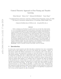 Control Theoretic Approach to Fine-Tuning and Transfer Learning
