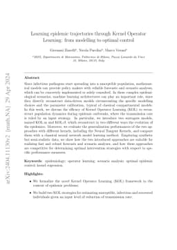 Learning epidemic trajectories through Kernel Operator Learning: from
  modelling to optimal control