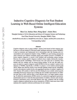 Inductive Cognitive Diagnosis for Fast Student Learning in Web-Based
  Online Intelligent Education Systems