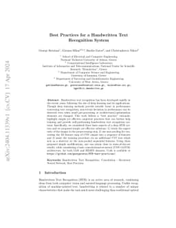 Best Practices for a Handwritten Text Recognition System