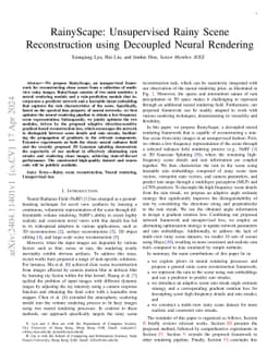 RainyScape: Unsupervised Rainy Scene Reconstruction using Decoupled
  Neural Rendering