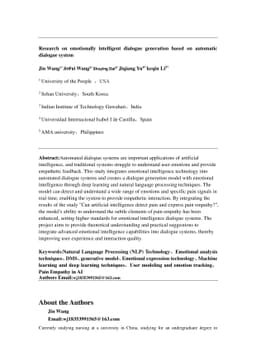 Research on emotionally intelligent dialogue generation based on
  automatic dialogue system