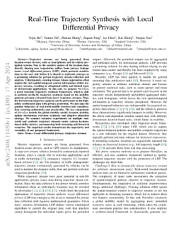 Real-Time Trajectory Synthesis with Local Differential Privacy