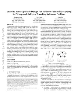 Learn to Tour: Operator Design For Solution Feasibility Mapping in
  Pickup-and-delivery Traveling Salesman Problem