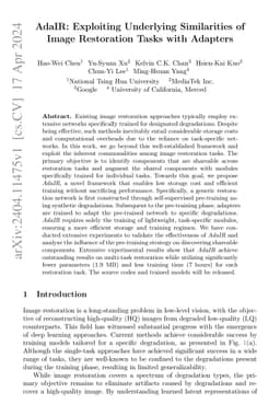 AdaIR: Exploiting Underlying Similarities of Image Restoration Tasks
  with Adapters