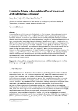 Embedding Privacy in Computational Social Science and Artificial
  Intelligence Research