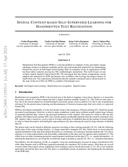 Spatial Context-based Self-Supervised Learning for Handwritten Text Recognition