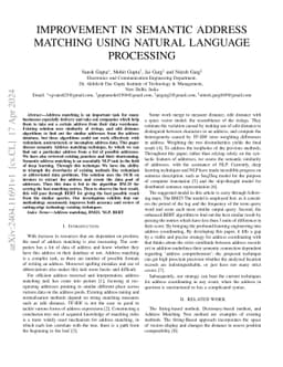 Improvement in Semantic Address Matching using Natural Language
  Processing
