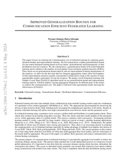 Improved Generalization Bounds for Communication Efficient Federated
  Learning