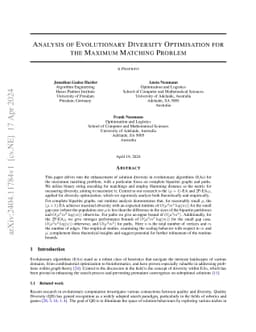 Analysis of Evolutionary Diversity Optimisation for the Maximum Matching
  Problem