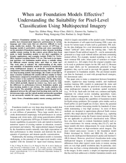 When are Foundation Models Effective? Understanding the Suitability for
  Pixel-Level Classification Using Multispectral Imagery