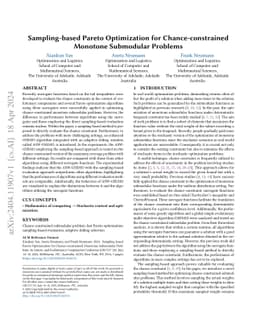 Sampling-based Pareto Optimization for Chance-constrained Monotone
  Submodular Problems