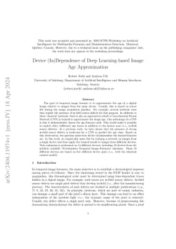 Device (In)Dependence of Deep Learning-based Image Age Approximation