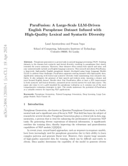 ParaFusion: A Large-Scale LLM-Driven English Paraphrase Dataset Infused
  with High-Quality Lexical and Syntactic Diversity