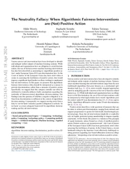 The Neutrality Fallacy: When Algorithmic Fairness Interventions are
  (Not) Positive Action
