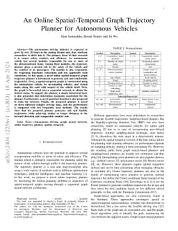 An Online Spatial-Temporal Graph Trajectory Planner for Autonomous
  Vehicles