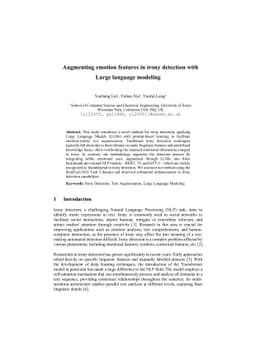 Augmenting emotion features in irony detection with Large language
  modeling