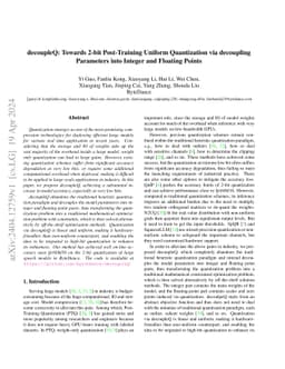 decoupleQ: Towards 2-bit Post-Training Uniform Quantization via
  decoupling Parameters into Integer and Floating Points