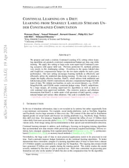 Continual Learning on a Diet: Learning from Sparsely Labeled Streams
  Under Constrained Computation