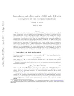 Low solution rank of the matrix LASSO under RIP with consequences for
  rank-constrained algorithms
