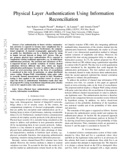 Physical Layer Authentication Using Information Reconciliation