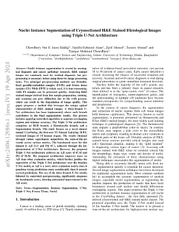 Nuclei Instance Segmentation of Cryosectioned H&E Stained Histological
  Images using Triple U-Net Architecture