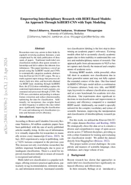 Empowering Interdisciplinary Research with BERT-Based Models: An
  Approach Through SciBERT-CNN with Topic Modeling