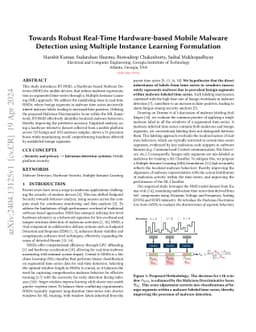 Towards Robust Real-Time Hardware-based Mobile Malware Detection using
  Multiple Instance Learning Formulation