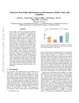 MergeNet: Knowledge Migration across Heterogeneous Models, Tasks, and
  Modalities