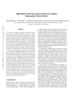 High-fidelity Endoscopic Image Synthesis by Utilizing Depth-guided
  Neural Surfaces