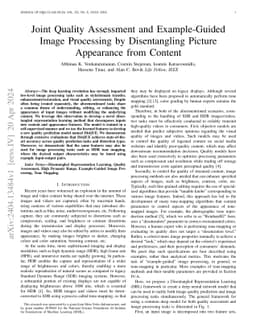 Joint Quality Assessment and Example-Guided Image Processing by
  Disentangling Picture Appearance from Content