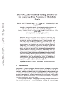 DesTest: A Decentralised Testing Architecture for Improving Data
  Accuracy of Blockchain Oracle