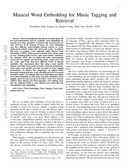 Musical Word Embedding for Music Tagging and Retrieval