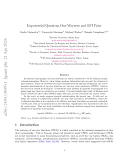 Exponential Quantum One-Wayness and EFI Pairs